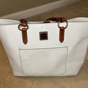 Dooney & Bourke Cream and Brown Leather Tote (Pebble Grain Tammy Tote)